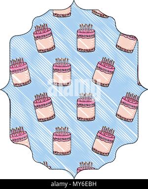 arabic frame with sweet cakes pattern over white background, vector illustration Stock Vector