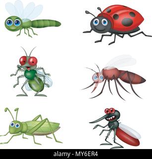 Cartoon insect collection set Stock Vector