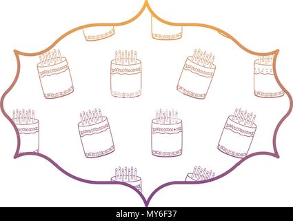 arabic frame with sweet cakes pattern over white background, vector illustration Stock Vector