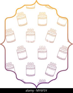 arabic frame with sweet cakes pattern over white background, vector illustration Stock Vector