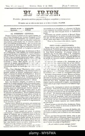 . Español: Prensa Venezolana del siglo XIX: El Jejen 1865 . 1865. Unknown 157 El Jejen 1865 000 Stock Photo