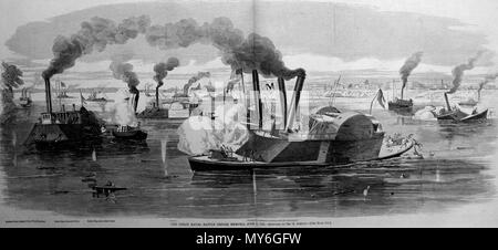 . 'The Great Naval Battle before Memphis, June 6, 1862'. Engraving ...