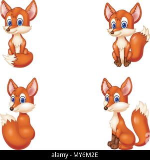 Cartoon fox collection set Stock Vector