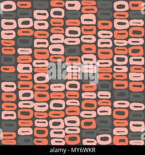 Seamless vector pattern of 60s grey, orange and peach Stock Vector