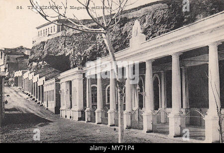 . English: Postcard of the Military depot in Trebizond (Trabzon, Turkey). 7 August 2014, 15:31:02. Messageries Maritimes 363 Military depot, Trebizond Stock Photo