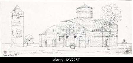 . English: Drawing of Hagia Sophia in Trebizond (Trabzon, Turkey). 11 August 2014, 16:01:09. Ferdinand von Quast (1807-1877) after Charles Texier 228 Hagia Sophia Trapezunt Stock Photo