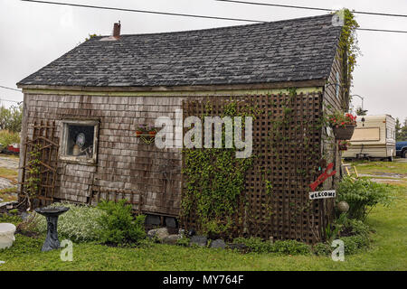 Fisherman's Shacks along the Old Blue Rocks Road outside of Lunenburg, Nova Scotia, Canada Stock Photo