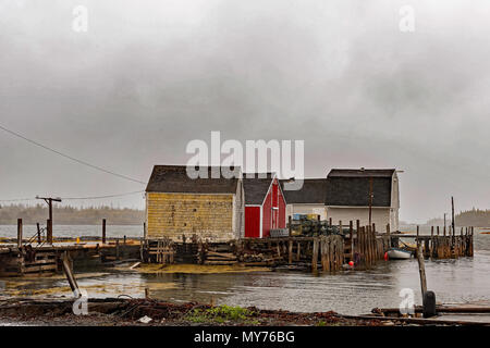 Fisherman's Shacks along the Old Blue Rocks Road outside of Lunenburg, Nova Scotia, Canada Stock Photo