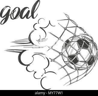 football, soccer ball, sports game, emblem sign, hand drawn vector illustration sketch Stock Vector