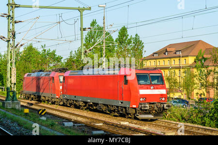 Electric locomotives at Kehl station in Germany Stock Photo