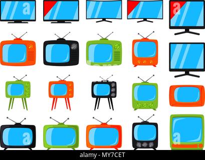 Colorful cartoon 20 tv elements set Stock Vector
