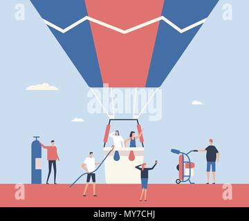 Hot air balloon trip - flat design style illustration Stock Vector