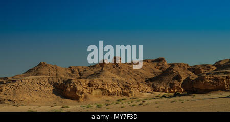 Buttes at the dried shore of Razazza lake aka Milh lake or Sea of Salt, Iraq Stock Photo