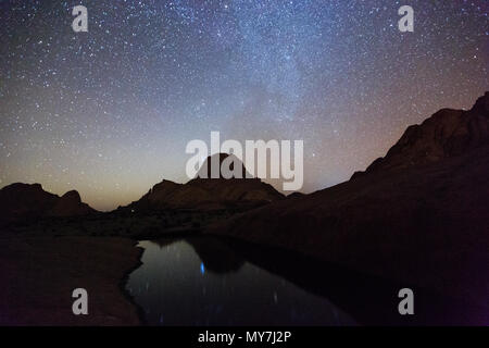 Spitzkoppe in front of a starry sky, Erongo region, Namibia Stock Photo