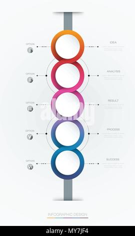 Vector infographics timeline design template with 3D paper label, integrated circles background.Time line infographic for content, business, info grap Stock Vector