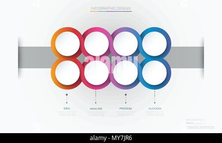 Vector Infographic 3d circle label template design.Infograph with 8 number options or steps. Infographic element for layout, process diagram, parts, c Stock Vector