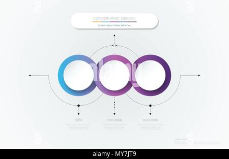 Vector Infographic 3d circle label template design.Infograph with 3 number options or steps. Infographic element for layout, process diagram, parts, c Stock Vector
