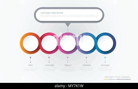 Vector Infographic 3d circle label template design.Infograph with 5 number options or steps. Infographic element for layout, process diagram, parts, c Stock Vector