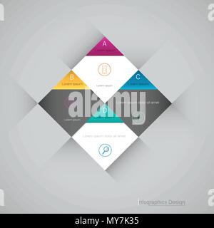 Vector Infographic 3d geometric label, template design. Business concept, Infograph with 4 number options, steps or processes. Infographic element use Stock Vector