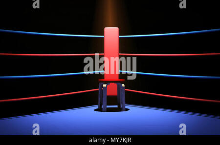 Boxing ring with chair at the corner Stock Photo