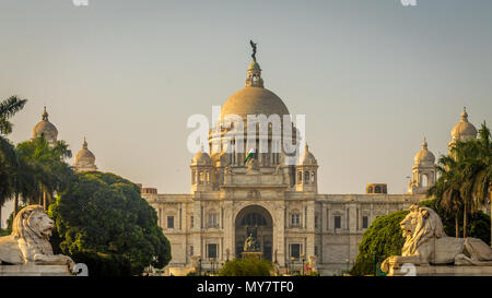 The Victoria Memorial is a large marble building in Kolkata, West Bengal, India. It is dedicated to the memory of Queen Victoria. Stock Photo