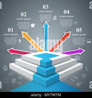 Infographics up the ladder to success. Business stair. Stock Vector