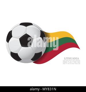 Lithuania waving flag with a soccer ball. Football team support concept Stock Vector