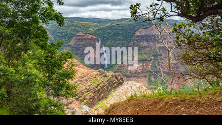 Waipoo Falls in Waimea Canyon, Kauia, Hawaii Stock Photo