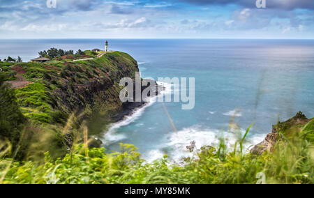 Panorama View of the Kilauea Lighthouse on Kauai Stock Photo