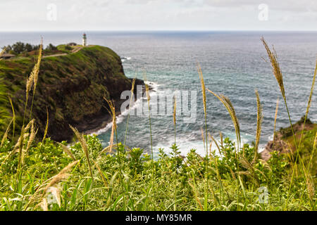 Panorama View of the Kilauea Lighthouse on Kauai Stock Photo