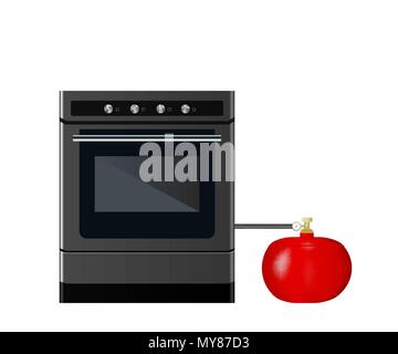 Kitchen gas stove with cylinder Stock Vector