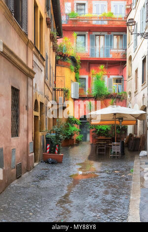 View of old cozy street in Rome, Italy. Cityscape of Rome. Stock Photo