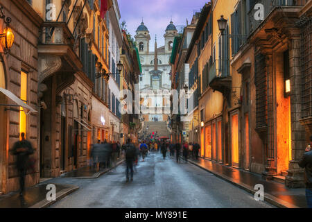 Old cozy street near Spanish Steps in Rome, Italy Stock Photo