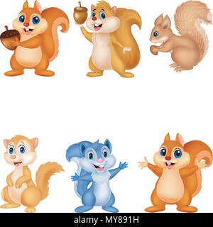Cartoon squirrel collection set Stock Vector