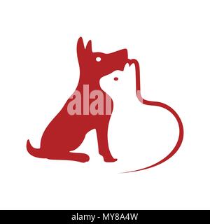 Dog and Cat Negative Space Vector Symbol Graphic Logo Design Stock Vector