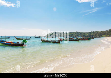 Thailand, Phuket island - 2017 December 20: Andaman Sea with tra Stock Photo