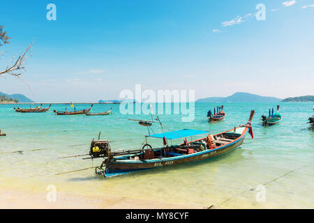 Thailand, Phuket island - 2017 December 20: Andaman Sea with tra Stock Photo