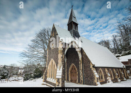 Snow at a cemetery in Brighton, East Sussex, England. Stock Photo