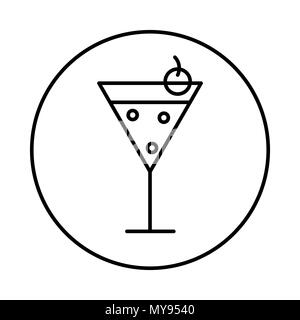 Cocktail icon in circle line, conic symbol inside a circle, on white background. Vector Iconic Design. Stock Vector
