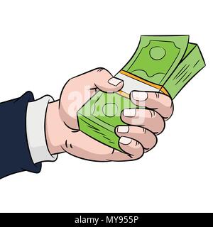 hand hold money, flat vector design for business and finance concept - Vector Illustration Stock Vector