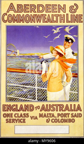. English: Shipping poster advertising the Aberdeen ...