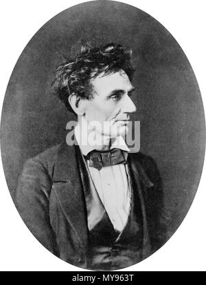 .  English: Abraham Lincoln: Immediately prior to Senate nomination, Chicago, Illinois .  English: Abraham Lincoln, head-and-shoulders portrait, facing right. . 28 February 1857 21 Abraham Lincoln by Hesler, 1857 Stock Photo