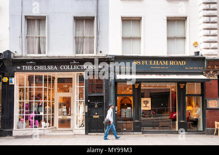 Shops on Fulham Road in Chelsea, London, UK Stock Photo