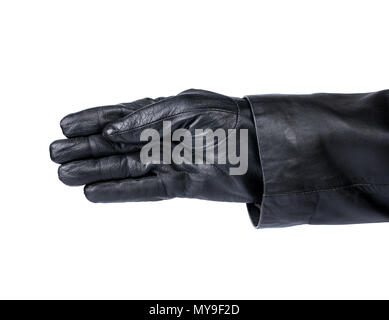 Empty thief's hand in a glove on a white background Stock Photo