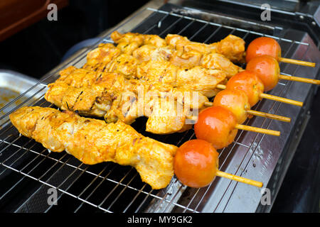 Grilled chicken kebab Stock Photo