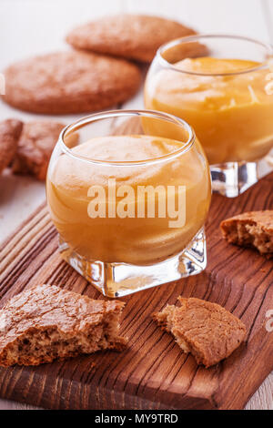 Zabaglione - italian alcoholic dessert, selective focus. Stock Photo