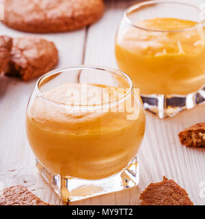 Zabaglione - italian alcoholic dessert, selective focus. Stock Photo