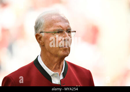 Former Franz Beckenbauer FC Bayern Munich, Portrait, Allianz Arena, Munich, Bavaria, Germany Stock Photo