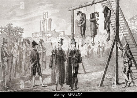 Executions in Spain in the 19th century.  From Historia de los Crimenes del Despotismo, published 1870. Stock Photo