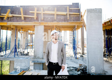Man on the structure outdoors Stock Photo